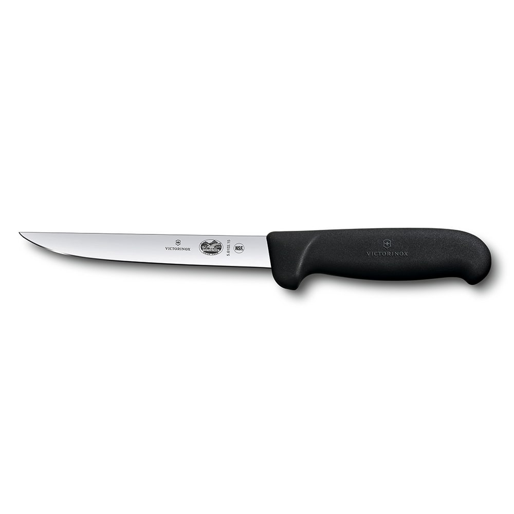 Victorinox - Swiss Army 5.6103.15 Stiff Boning Knife w/ 6" Blade, Black Fibrox® Pro Handle