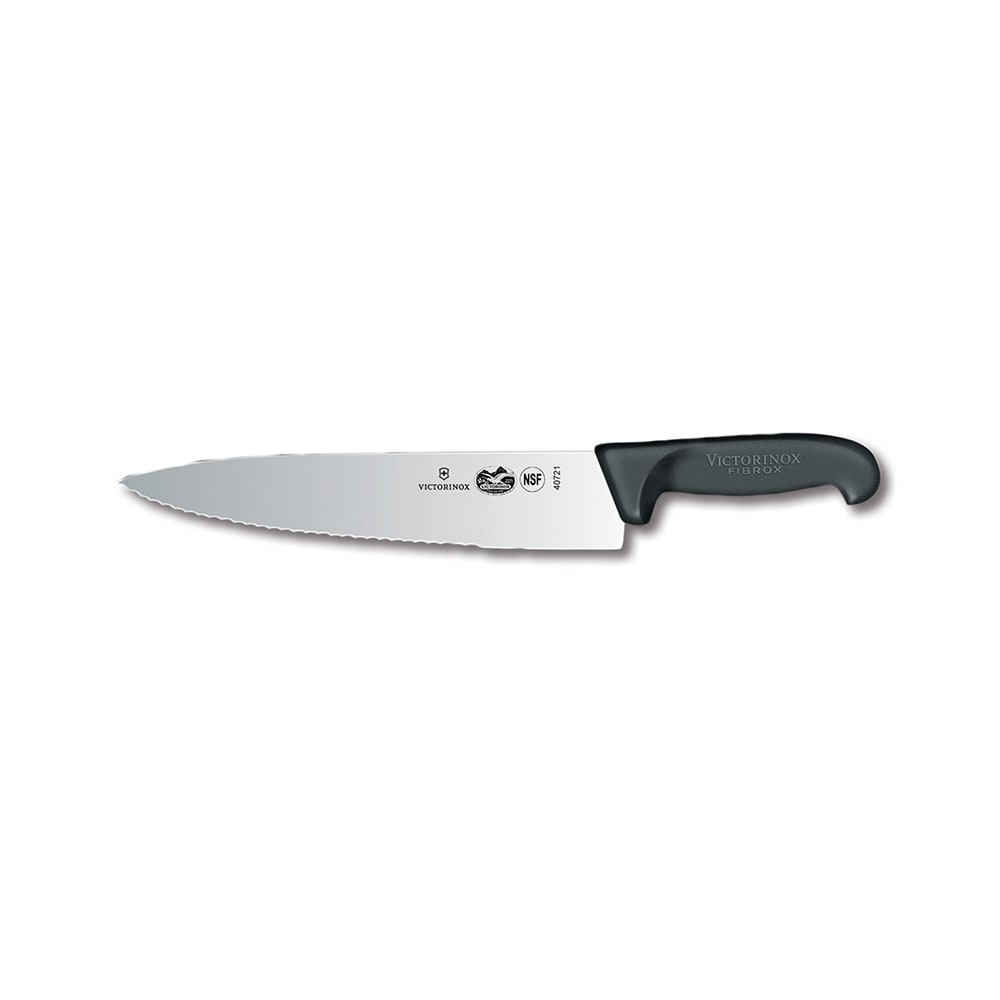 037-40721 Chef's Knife w/ 10" Blade, Wavy/Straight Edge, Black Handle
