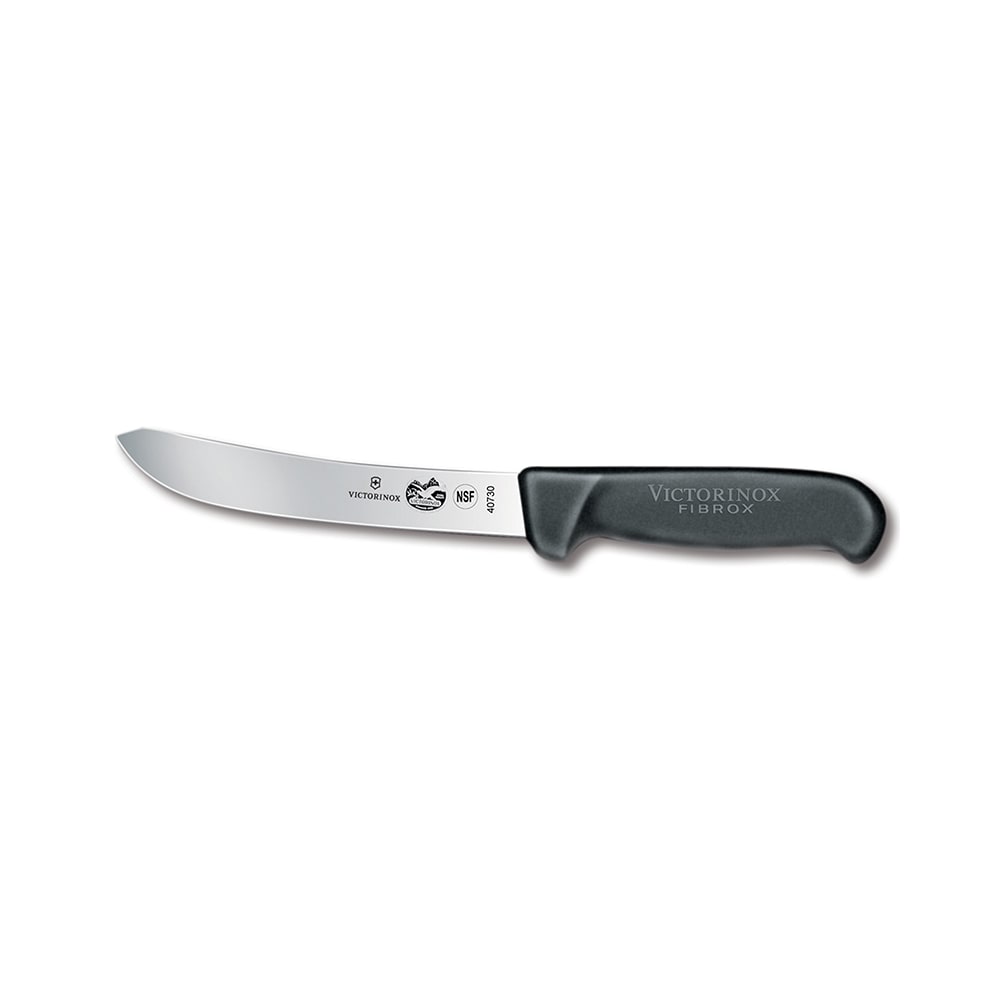 Victorinox - Swiss Army 5.7603.15 Curved Stiff Skinning Knife w/ 6" Blade, Black Fibrox® Pro Handle