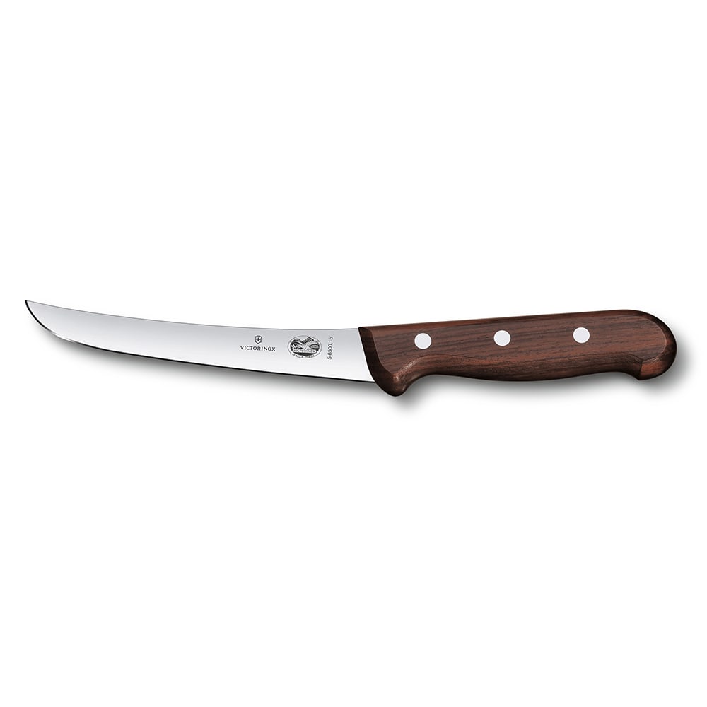 Victorinox - Swiss Army 5.6500.15 Curved Semi-Stiff Boning Knife w/ 6" Blade, Rosewood Handle
