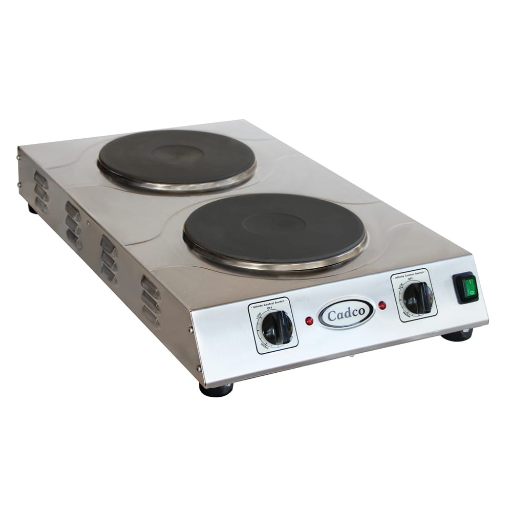 Cadco CDR-3K 15" Electric Hot Plate w/ (2) Burners & Infinite Controls, 220v/1ph