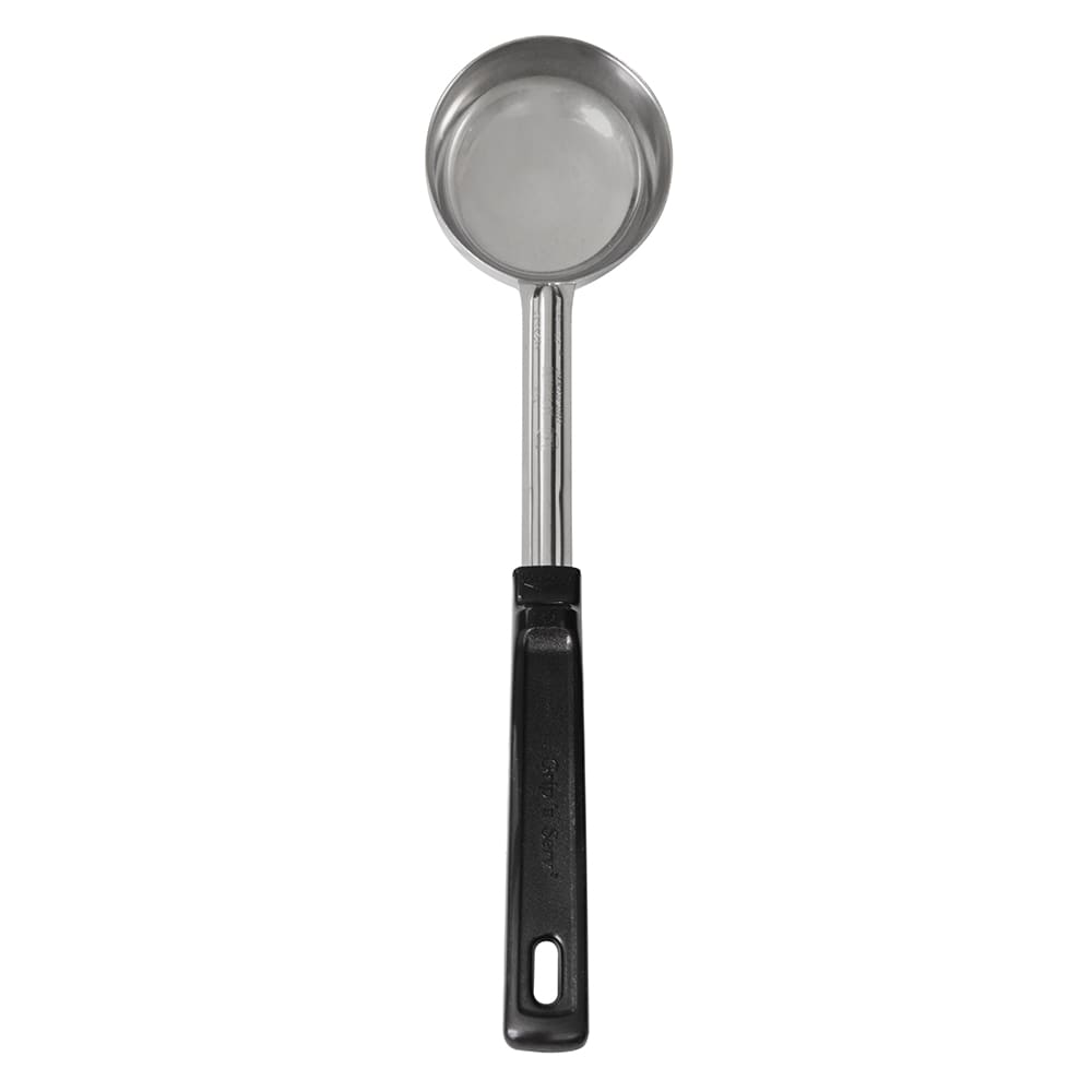175-61172 4 oz Solid Spoodle - Black Plastic Handle, Stainless