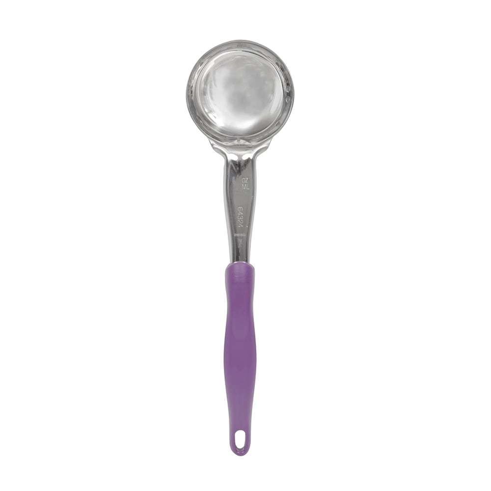 175-6433480 13" Solid Spoodle w/ Purple Handle - Stainless Steel