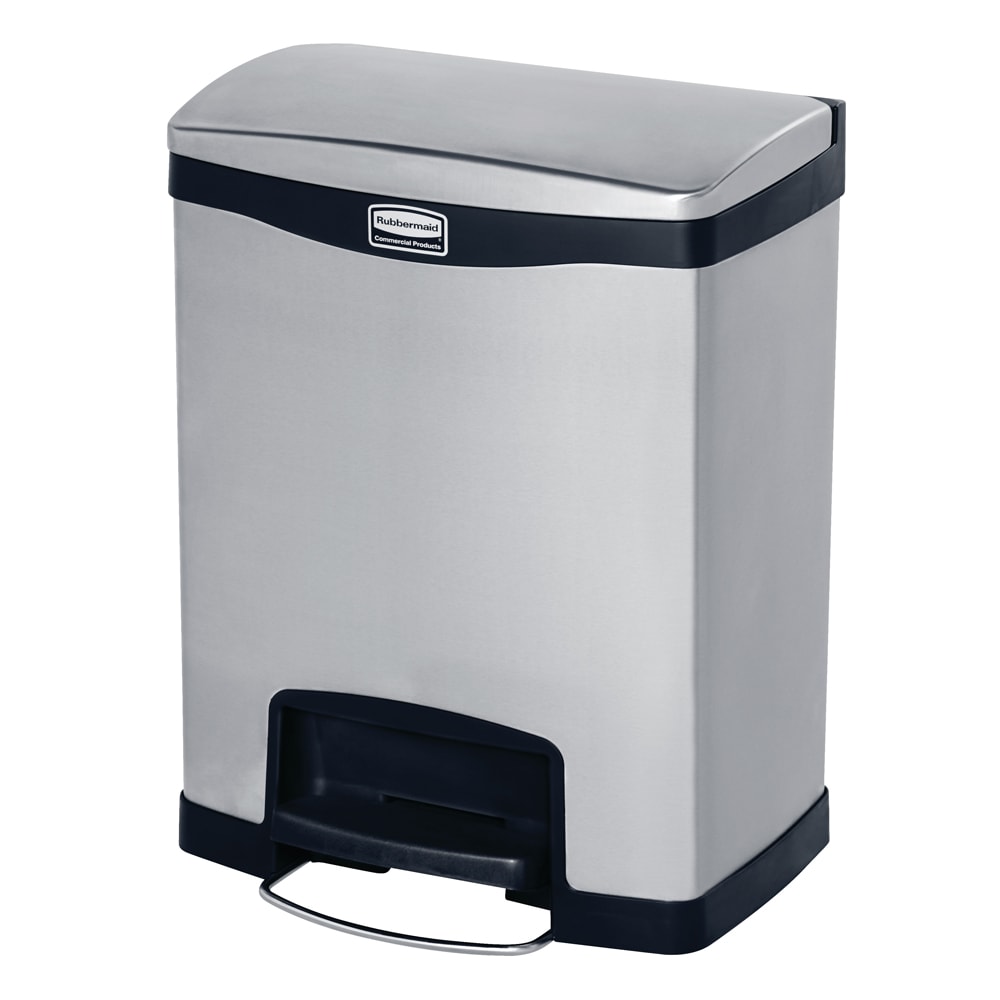 007-1901985 8 gal Rectangle Metal Step Trash Can, 16 53/64" W x 12 53/64" D x 21 1/8&qu...