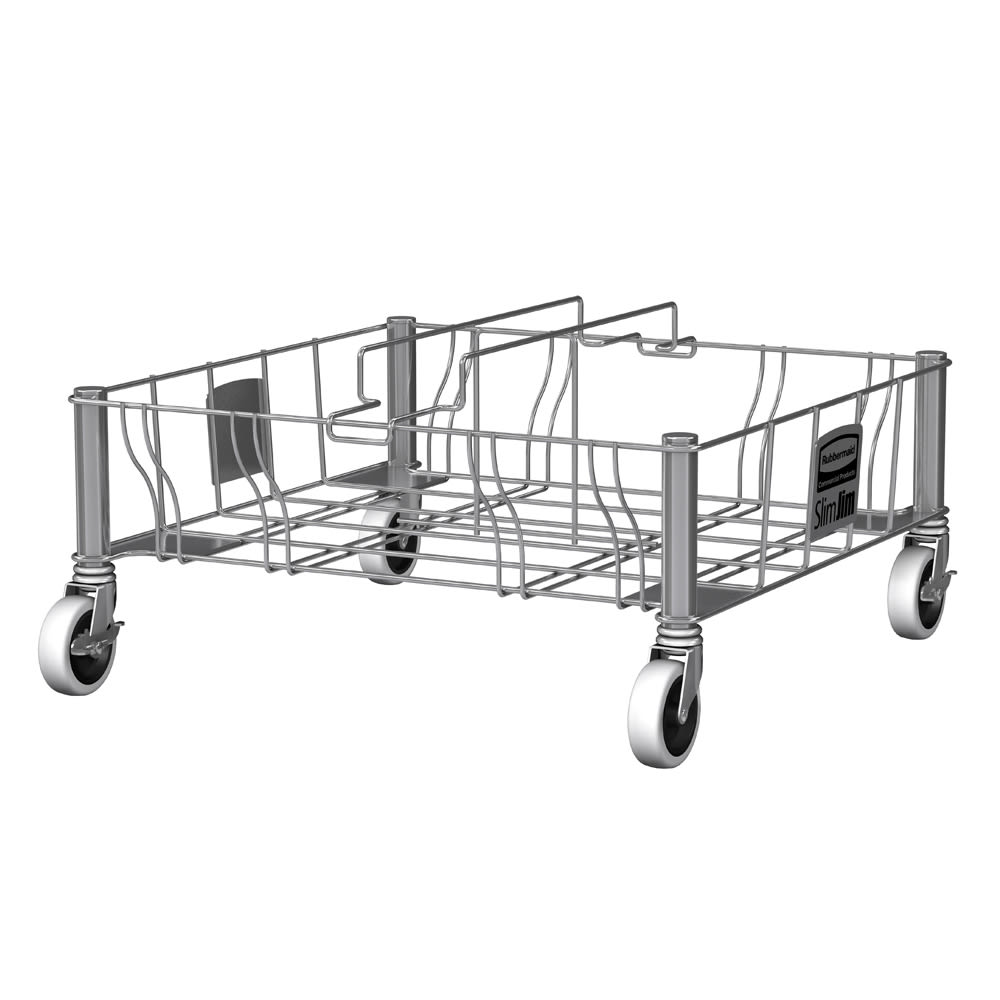 007-1956191 Square Metal Trash Can Dolly w/ Flat Center & 200 lb Capacity