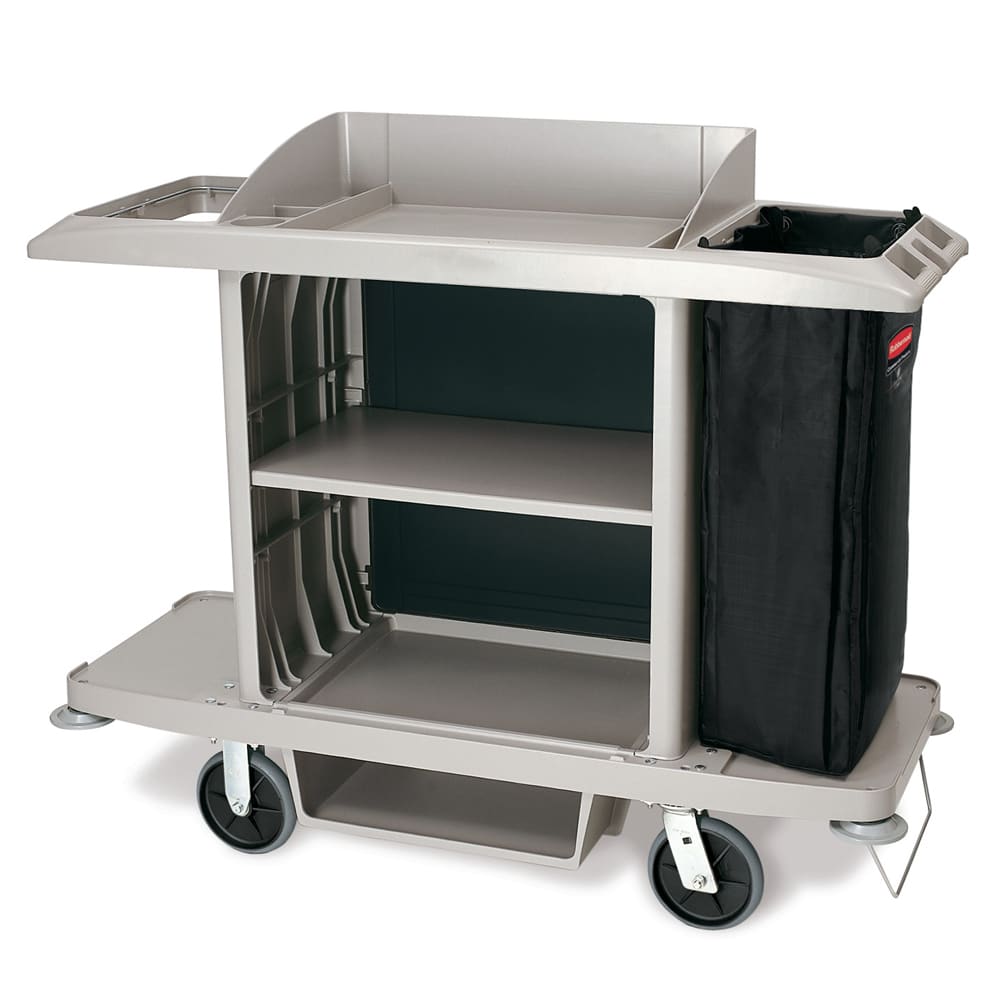 007-1969596 Housekeeping Cart w/ Vacuum Holder - 61 3/4"L x 23 1/8"W x 18 5/8"H