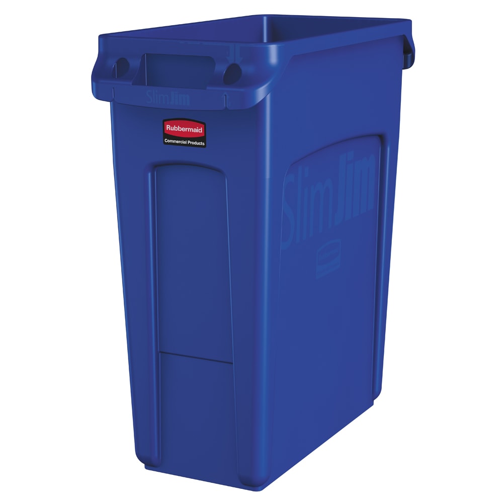 007-1971257 16 gal Rectangle Slim Trash Can, 22"L x 11"W x 25"H, Blue