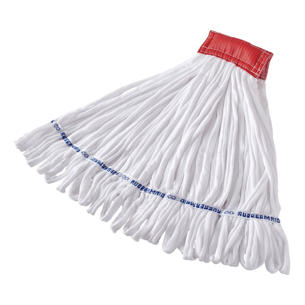007-T256 Large Rough Wet Mop Head - Looped End, 5" Headband, Fleece Cotton/Polyester Blend,...