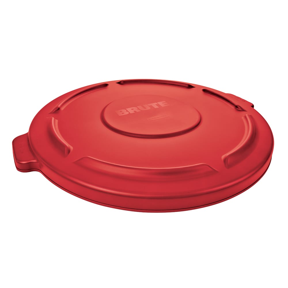 007-264560R Round Flat Top Trash Can Lid - Plastic, Red