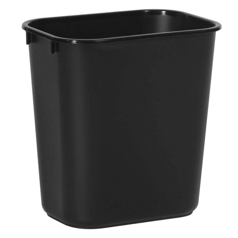 007-2955BK 13 5/8 qt Rectangle Waste Basket - Plastic, Black