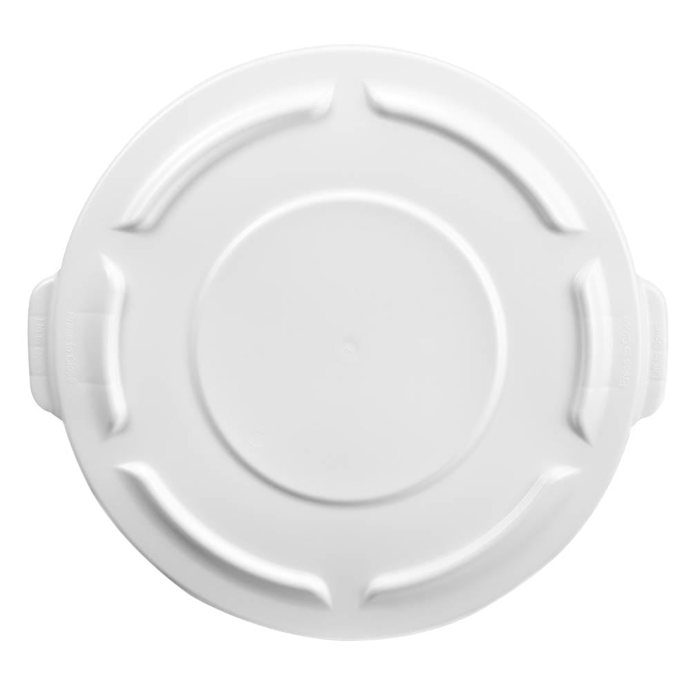 007-2609W Round Flat Top Trash Can Lid - Plastic, White