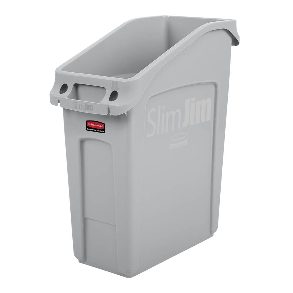 007-2026695 13 gal Rectangular Slim Jim® Trash Can - 22 1/4"L x 11 9/50"W x 26"H,...