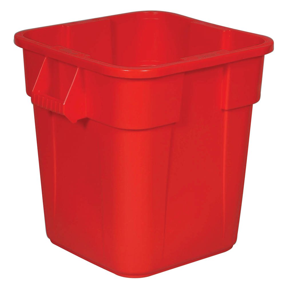 007-3526RED 28 gallon Brute Trash Can - Plastic, Square, Built-in Handles