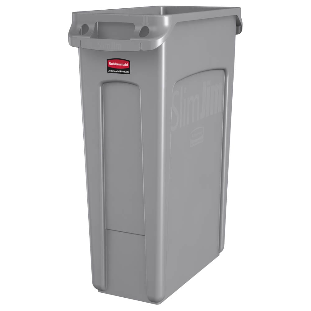 007-354060GRAY 23 gal Rectangle Slim Trash Can, 22"L x 11"W x 30"H, Gray
