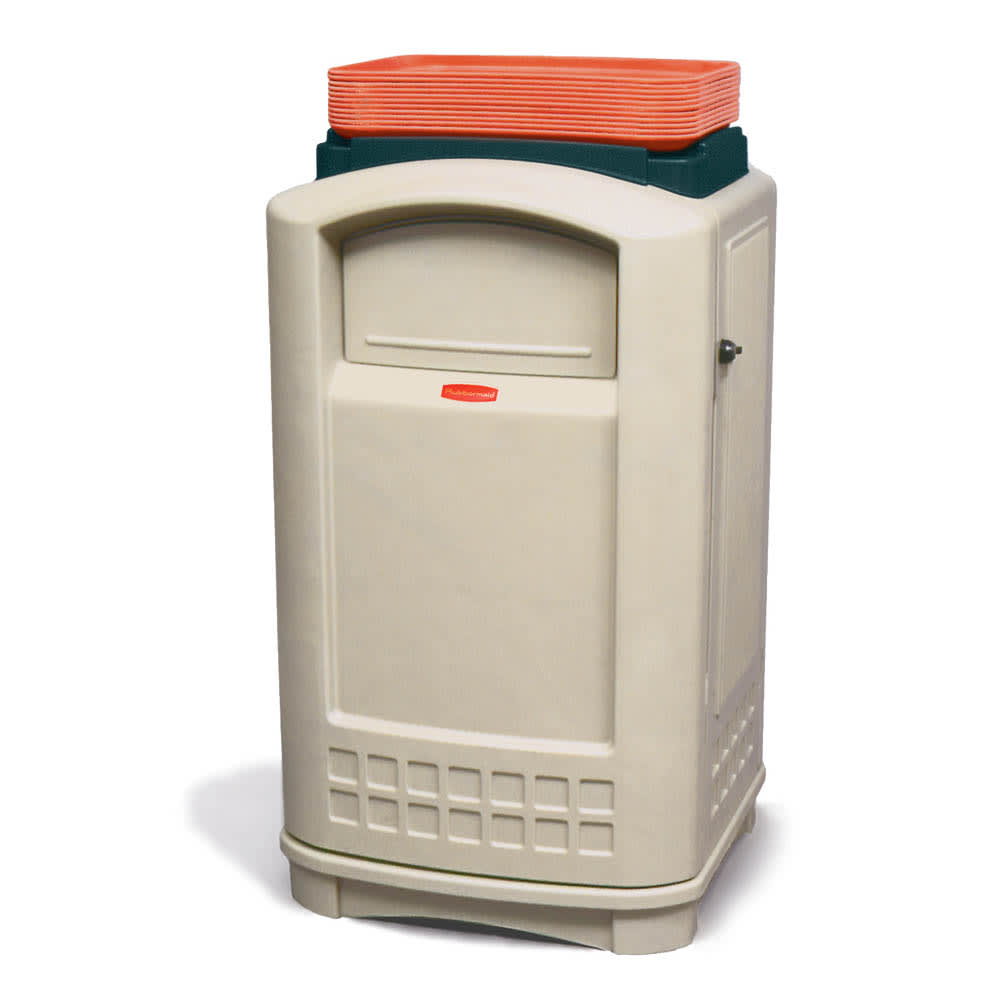 007-3963BE 50 gal Indoor/Outdoor Decorative Trash Can - Plastic, Beige