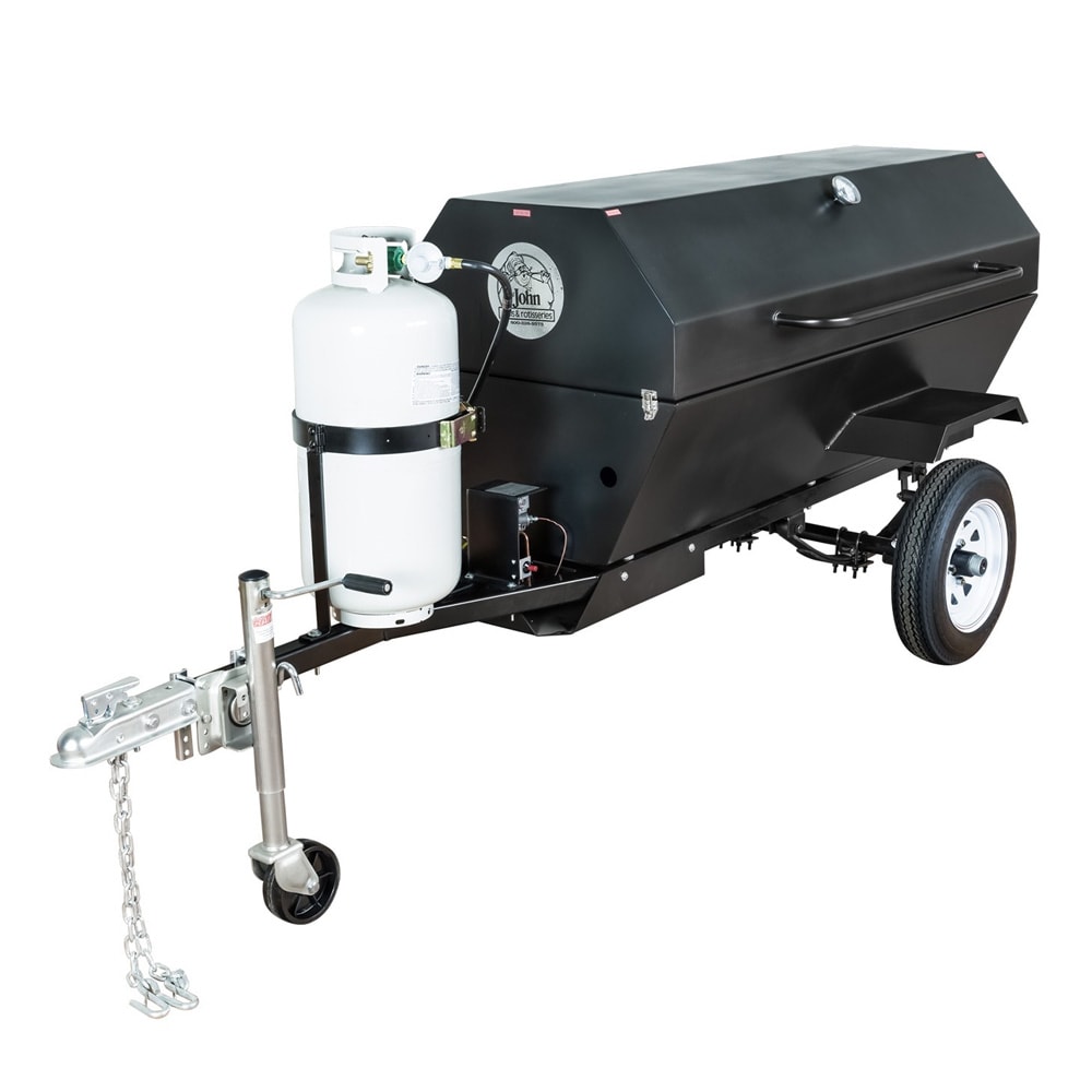 Big Johns Grills & Rotisseries E-Z WAY 60" Towable Gas Commercial Outdoor Roaster Smoker w/ Gas Tank Support, Liquid Propane