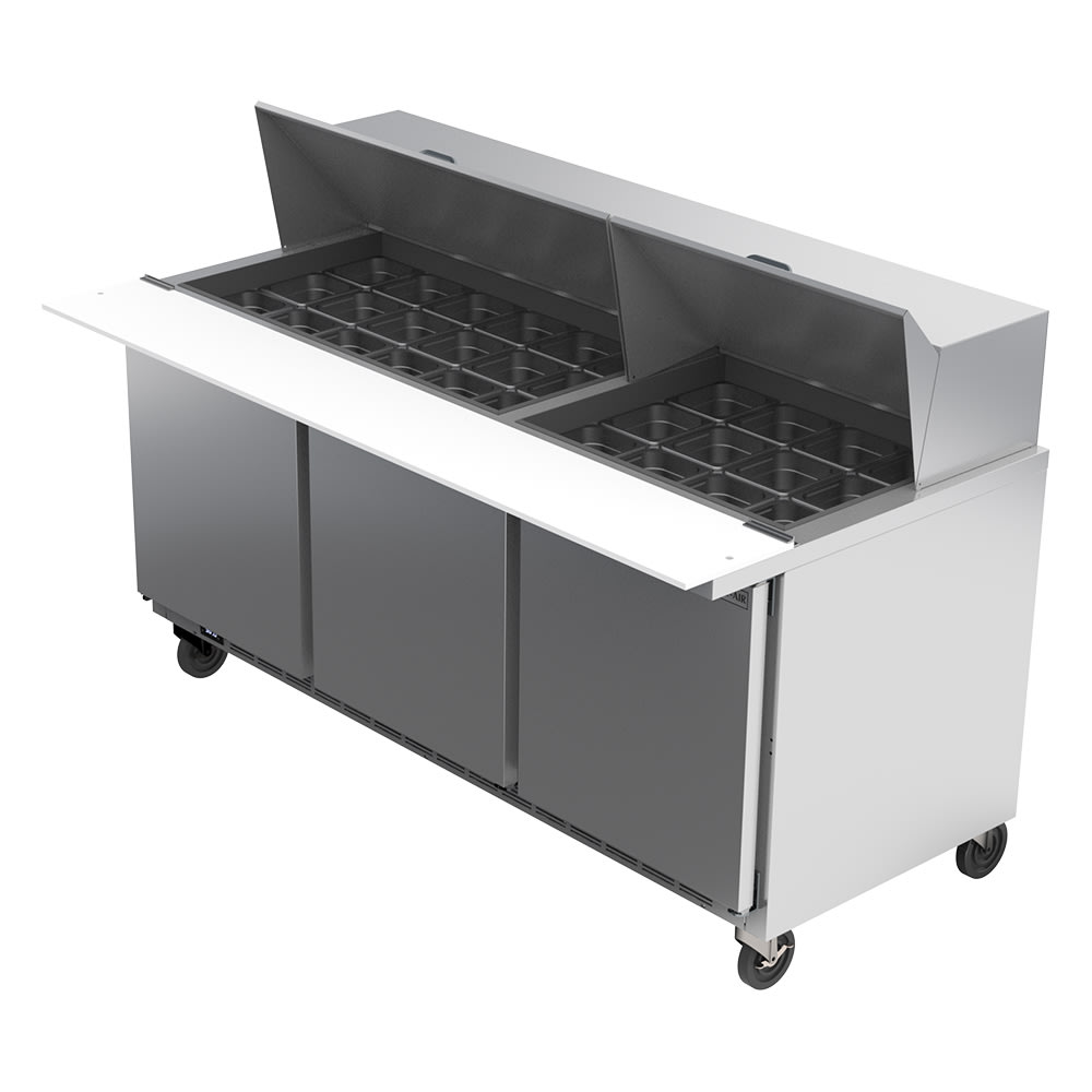 118-SPE72HC30M 72" Hydrocarbon Series Mega Top Sandwich/Salad Prep Table w/ Refrigerated Bas...