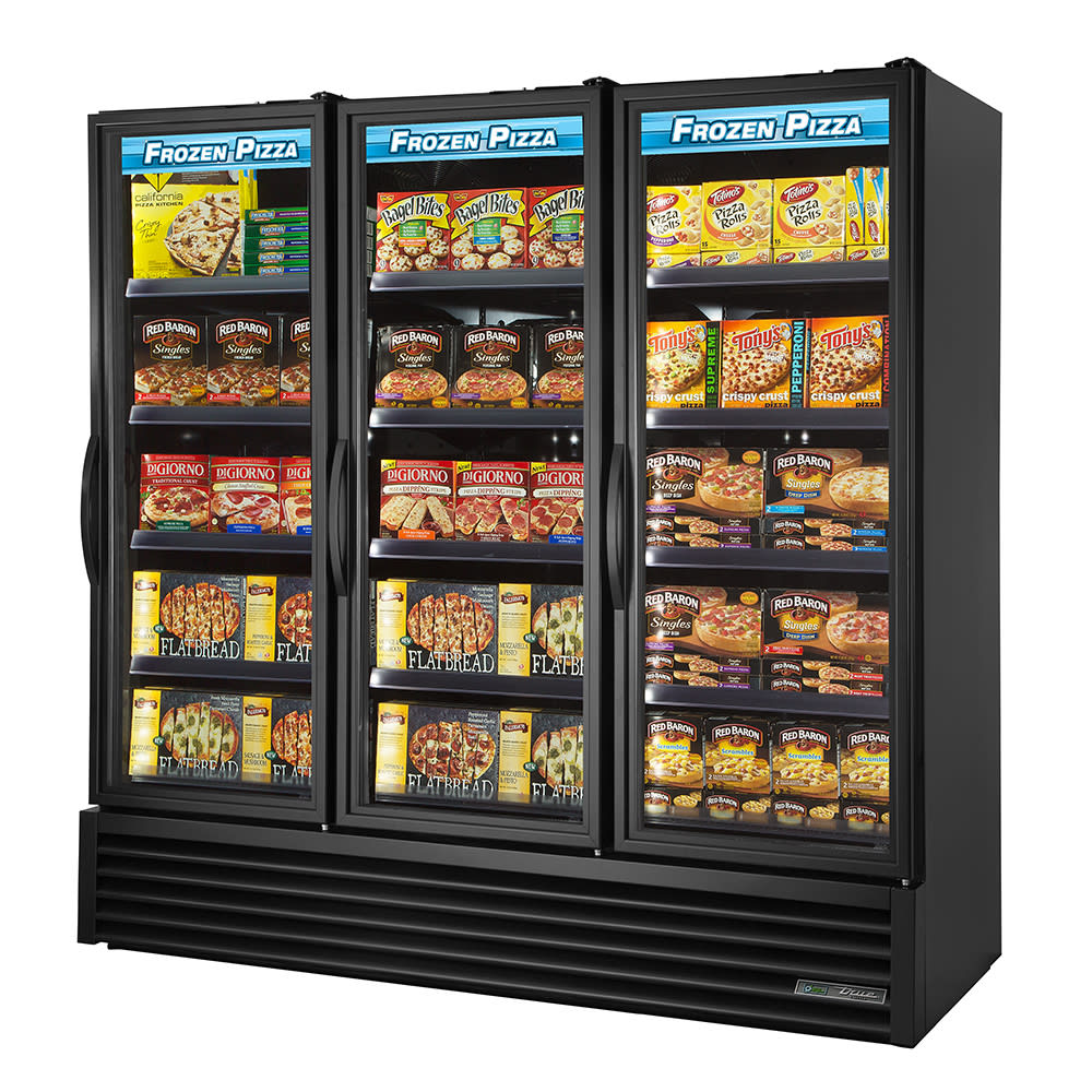 598-FLM81FTSL01LLL 80 3/4" Three Section Display Freezer w/ Swing Doors - Bottom Mount Compr...