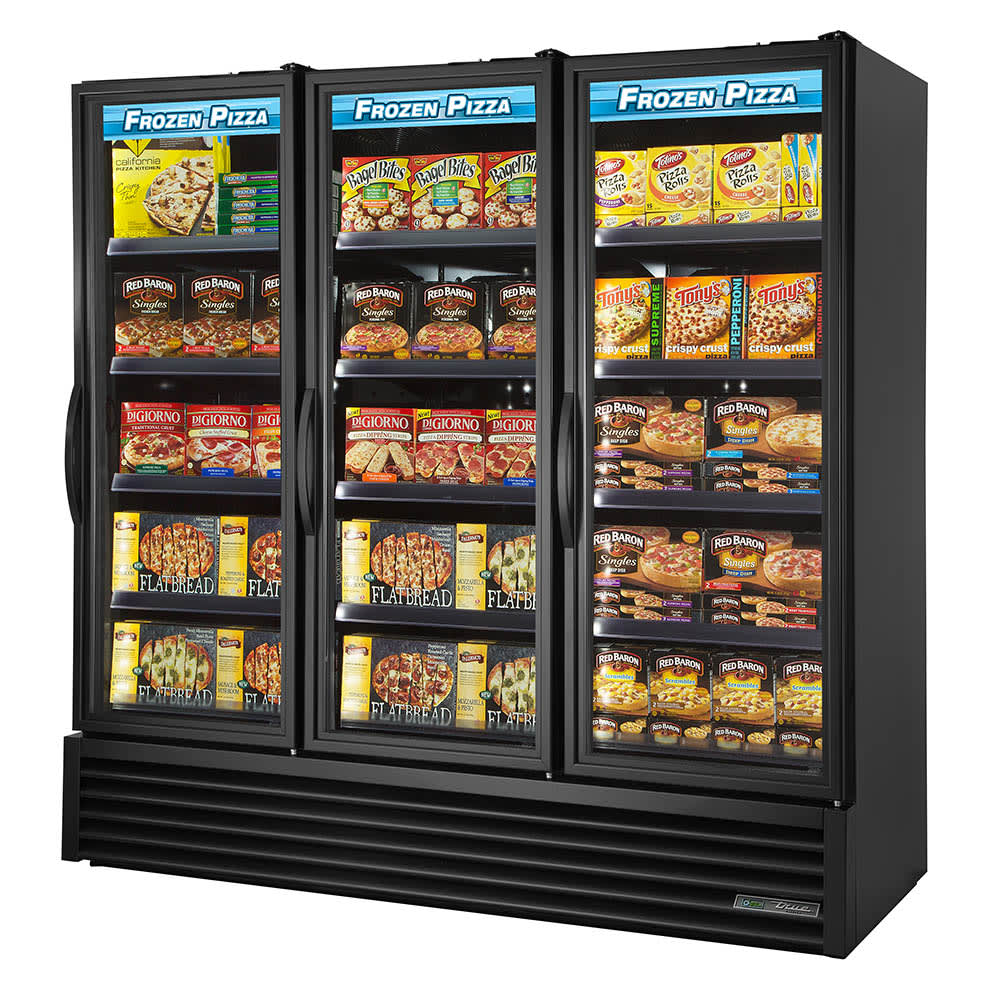 598-FLM81FTSL01RRR 80 3/4" Three Section Display Freezer w/ Swing Doors - Bottom Mount Compr...