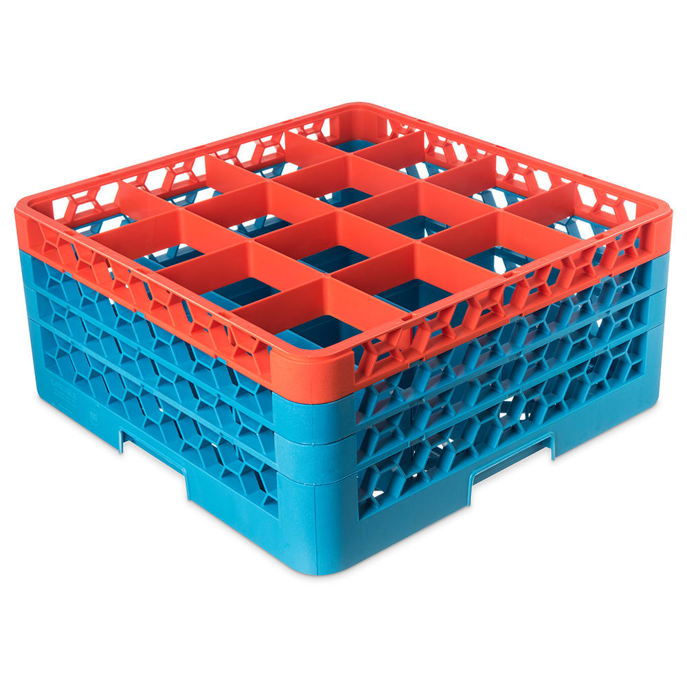 028-RG163C412 OptiClean™ Glass Rack w/ (16) Compartments - (3) Extenders, Blue