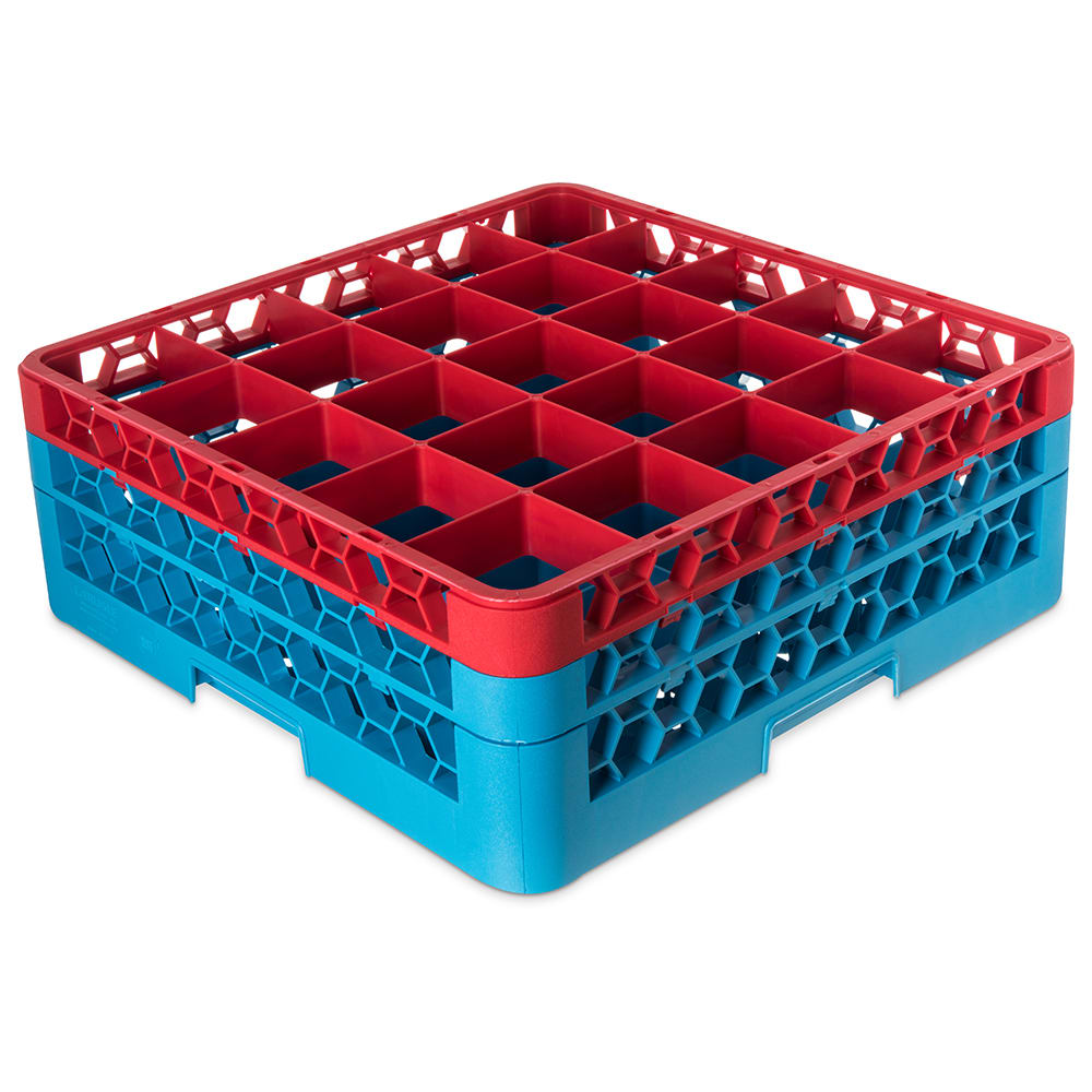 028-RG252C410 OptiClean™ Glass Rack w/ (25) Compartments - (2) Extenders, Blue