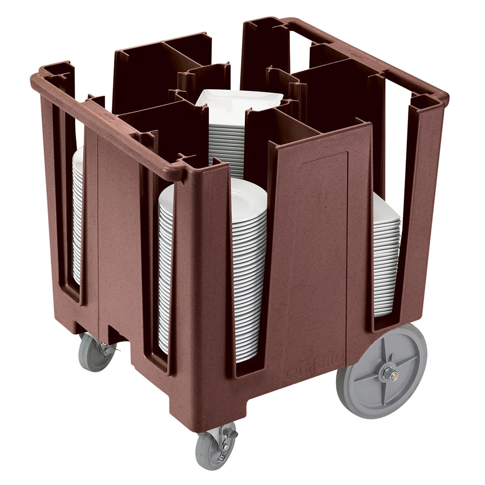 144-DCS950131 30 1/2" Mobile Dish Caddy w/ (5) Columns - Plastic, Dark Brown