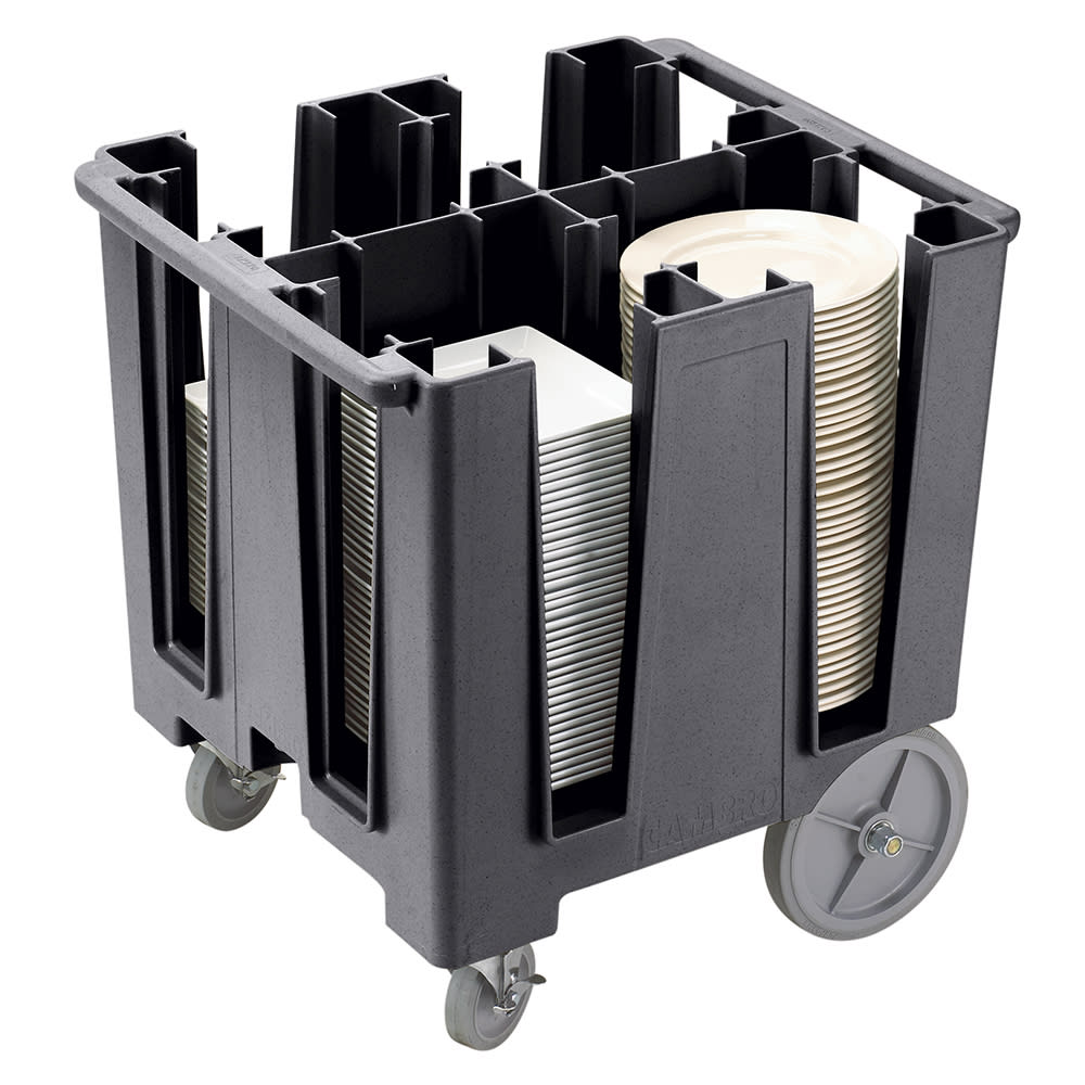 144-DCS1125110 30 1/2" Mobile Dish Caddy w/ (4) Columns - Plastic, Black