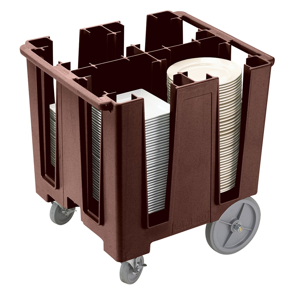 144-DCS1125131 30 1/2" Mobile Dish Caddy w/ (4) Columns - Plastic, Dark Brown