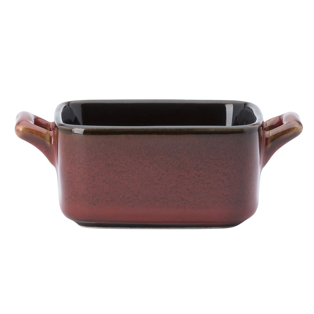 324-L6753074981 3 oz Rectangular Rustic Mini Baker - Porcelain, Crimson