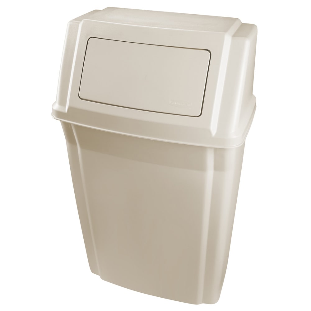 007-7822BE 15 gal Rectangle Slim Trash Can, 19 1/2"L x 11 7/8"W x 32 5/8"H, Beige