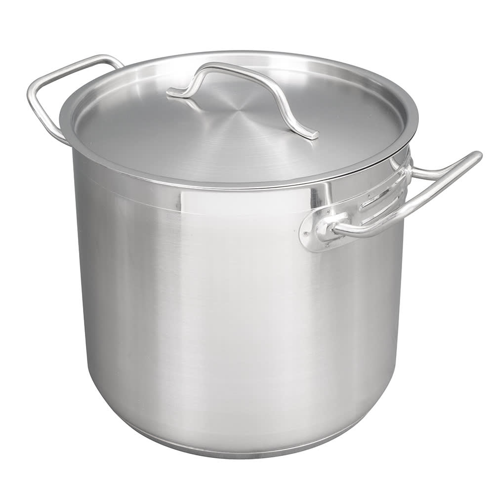 175-3501 8 qt Optio™ Stainless Steel Stock Pot w/ Cover - Induction Ready