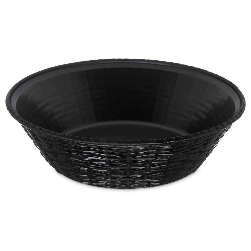 028-6524BK 9" Round Bread Basket - Polypropylene, Black