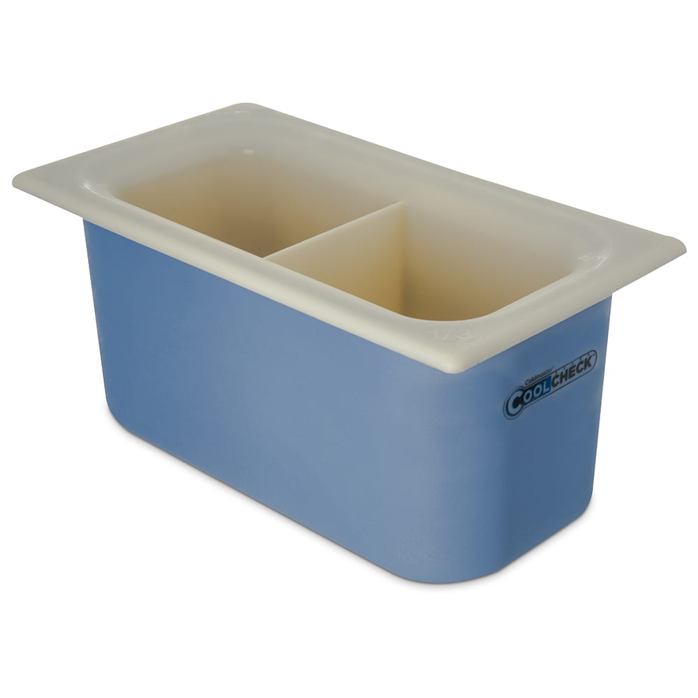028-CM1103C1402 1/3 Size Coldmaster Coolcheck Food Pan - Plastic, White/Blue