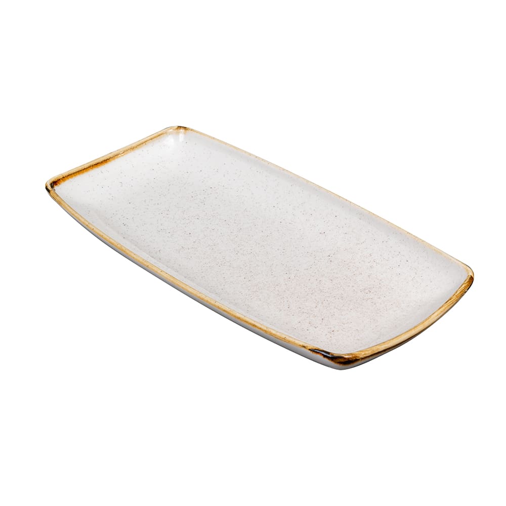 893-SWHSOP111 11 3/4" x 6" Rectangular Stonecast Plate - Ceramic, Barley White