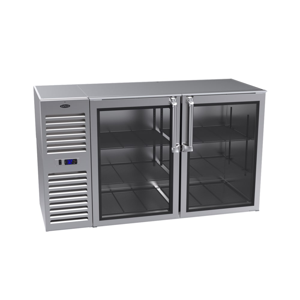 Krowne BS60L-KNS 60" Bar Refrigerator - 2 Swinging Glass Doors, Stainless, 115v