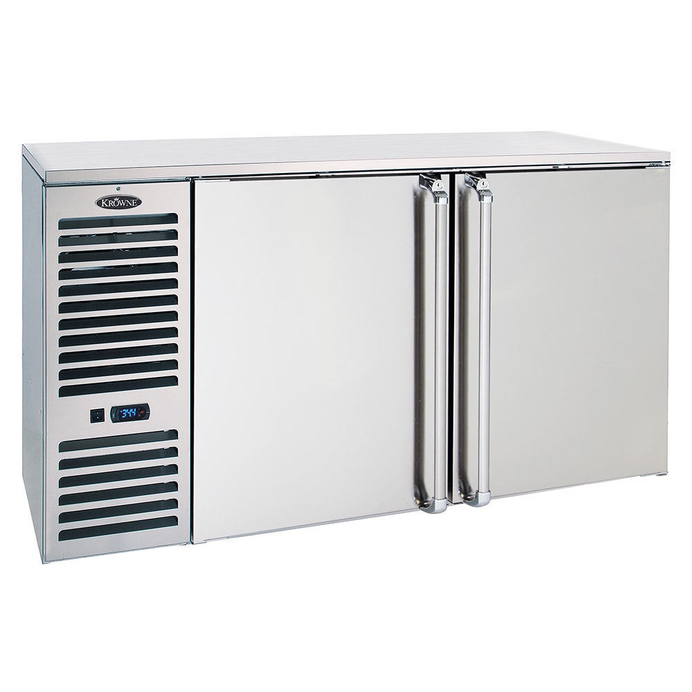 Krowne BS60L-SSS 60" Bar Refrigerator - 2 Swinging Solid Doors, Stainless, 115v