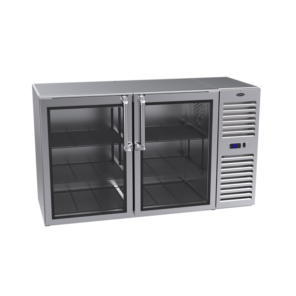 Krowne BS60R-KNS 60" Bar Refrigerator - 2 Swinging Glass Doors, Stainless, 115v