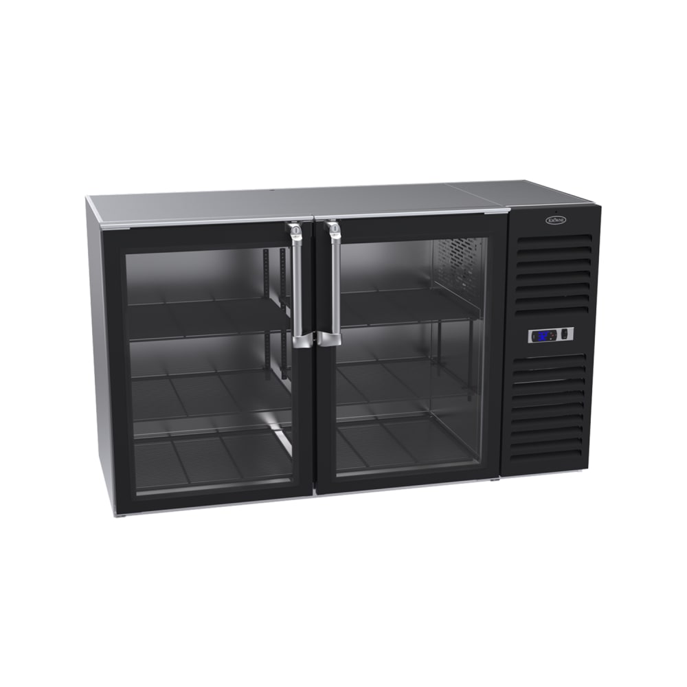 Krowne BS60R-GNS 60" Bar Refrigerator - 2 Swinging Glass Doors, Black, 115v