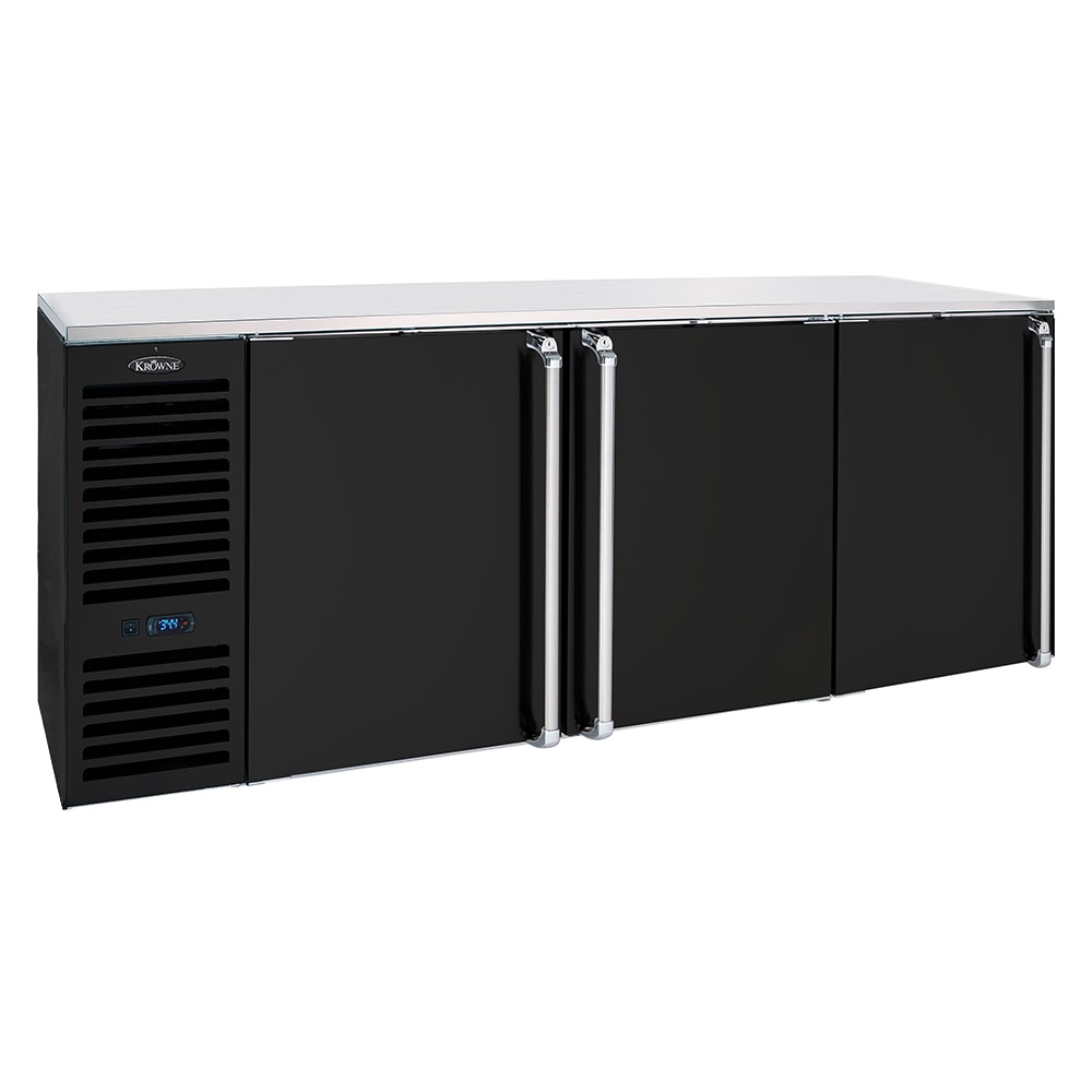 381-BS84LBSB 84" Bar Refrigerator - 3 Swinging Solid Doors, Black, 115v