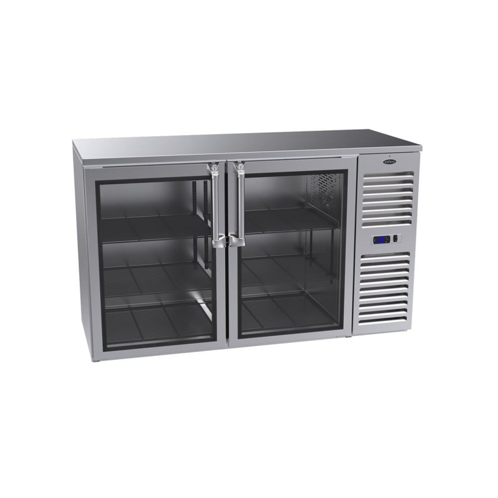 Krowne BS60R-KSS 60" Bar Refrigerator - 2 Swinging Glass Doors, Stainless, 115v