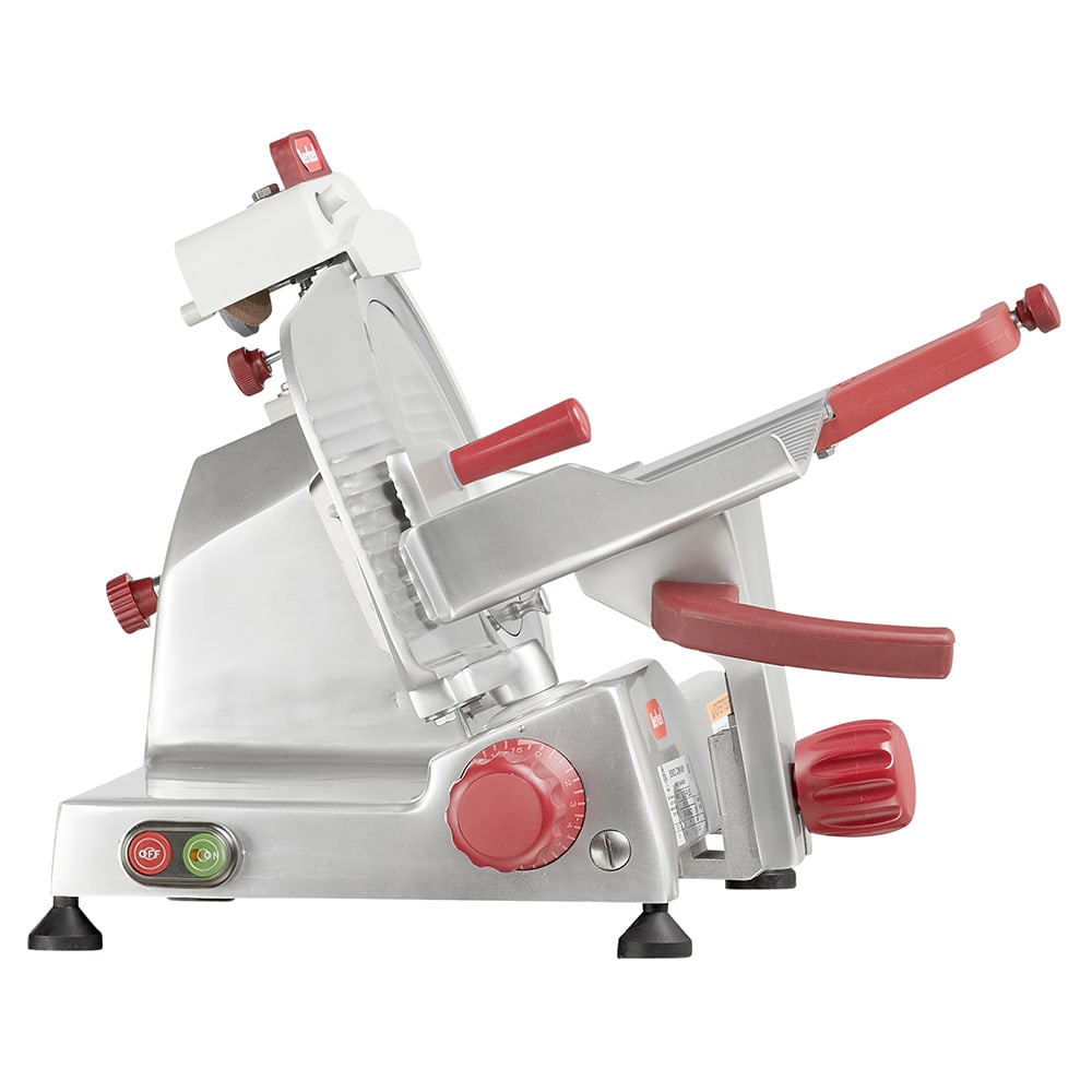 105-823E 9" Round Manual Slicer w/ Angled Gravity Feed & Knife Guard, Sharpener, 115v