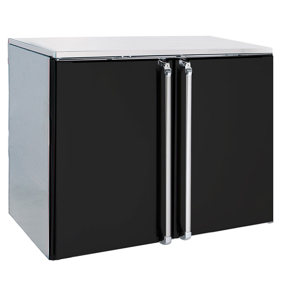 381-BR48R 48" Bar Refrigerator - 2 Swinging Solid Doors, Black, 115v
