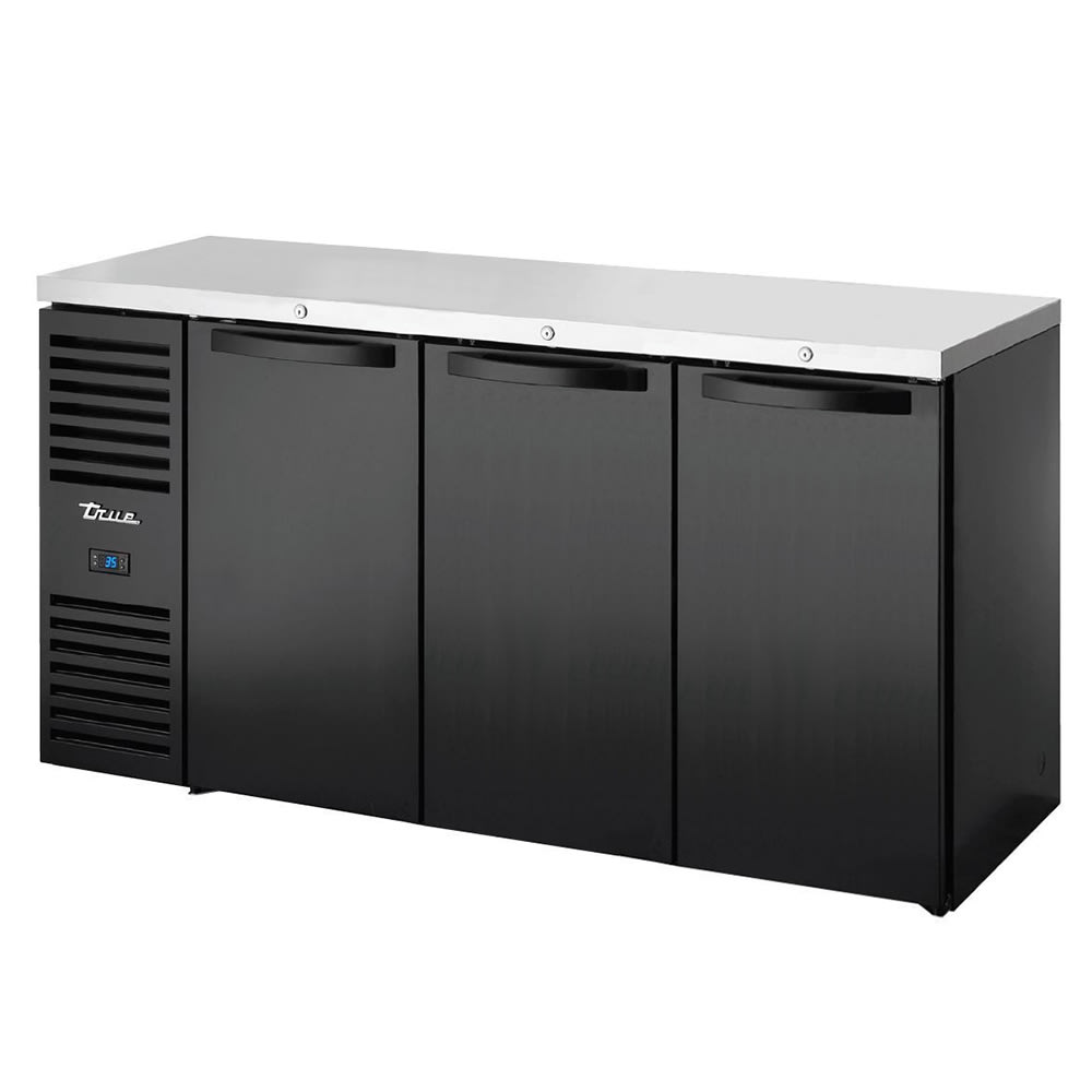 598-TBR72RISZ1LBSSS1 72" Bar Refrigerator - Swinging Solid Doors, Black, 115v