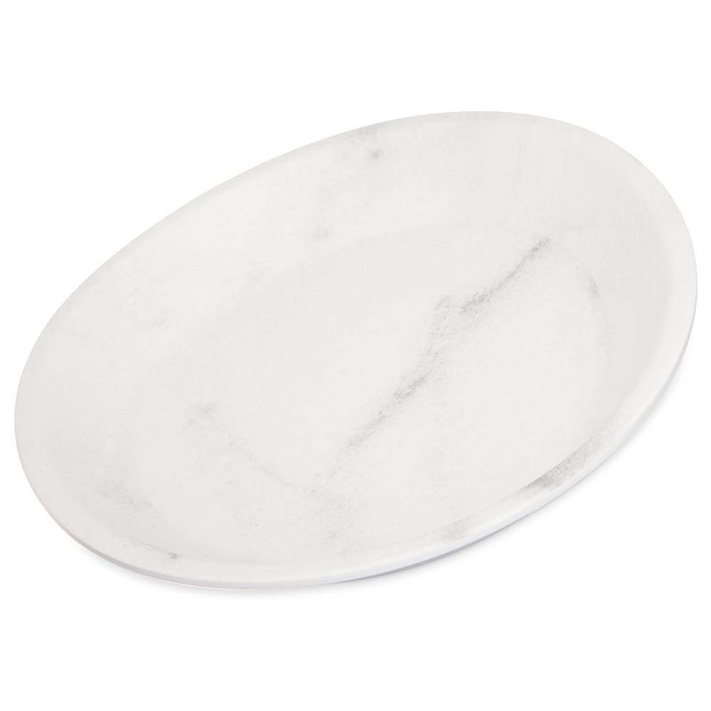 028-5310137 10" Oblong Melamine Dinner Plate, White Marble