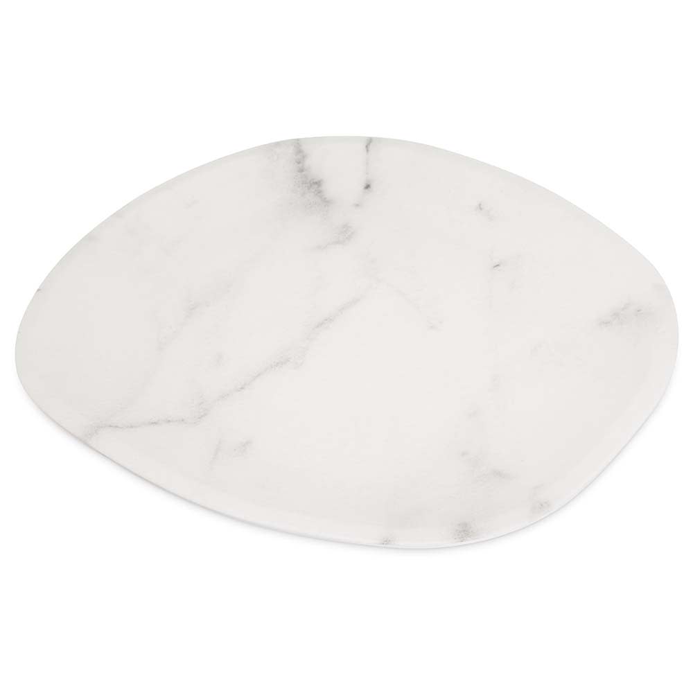 028-5310337 18" Oblong Ridge Platter - Melamine, White Marble