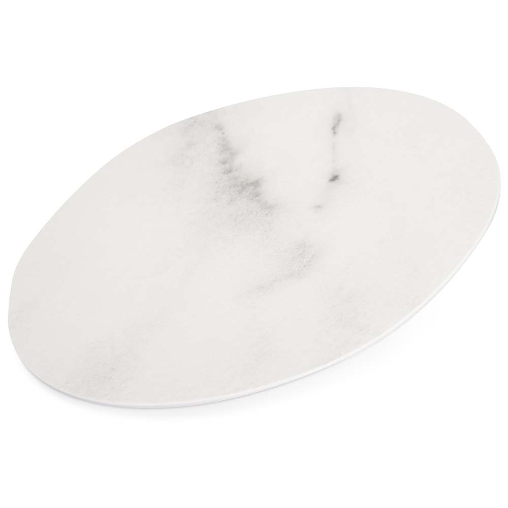 028-5310437 9" Free Form Melamine  Dinner Plate, White Marble