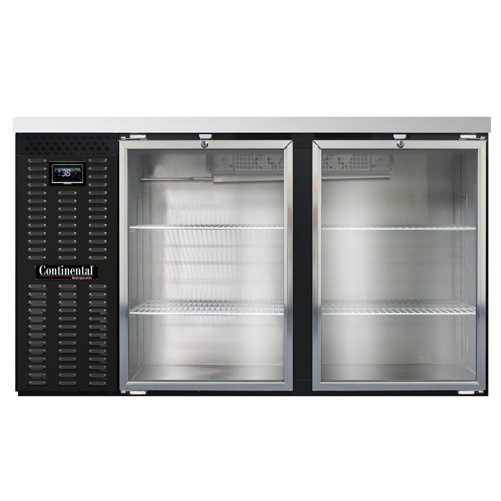 160-BB59NGD 59" Bar Refrigerator - 2 Swinging Glass Doors, Black, 115v