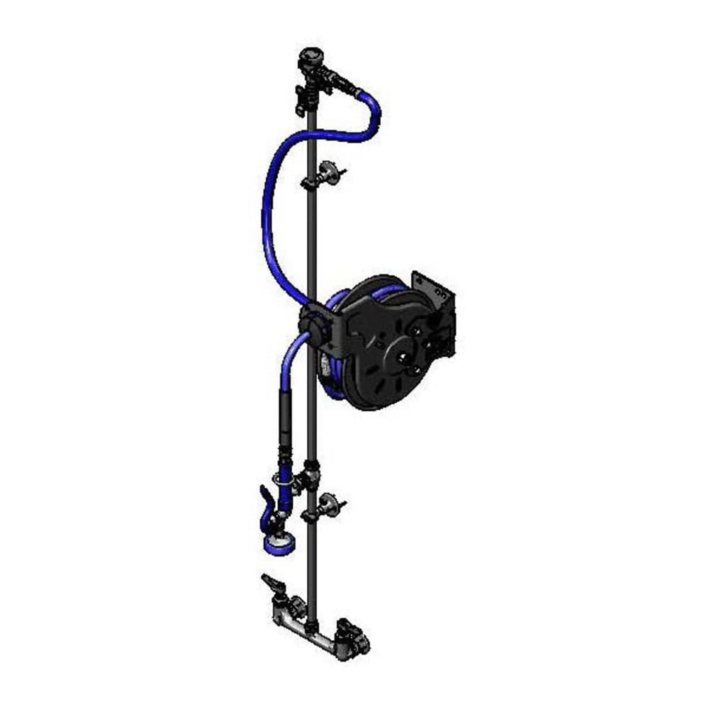 064-B7212U01XS1E Open Hose Reel Assembly w/ 15 ft Hose & 8" Wall-Mount Mixing Faucet