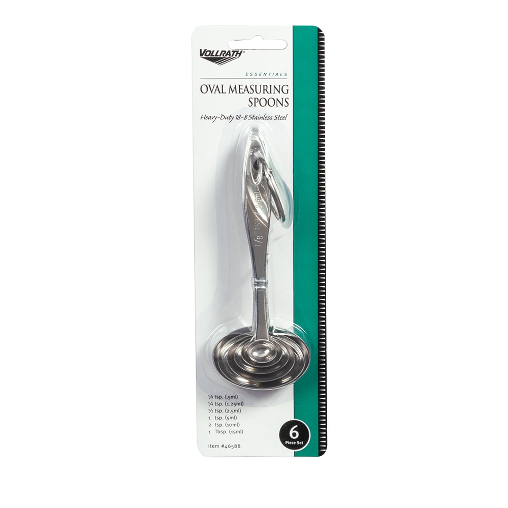 175-46588 6 Piece Oval Measuring Spoon Set - 1/8 Tsp - 1 Tbsp, 18 ga Stainless