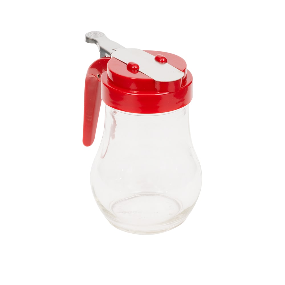 175-61402 14 oz Dripcut® Teardrop Dripcut Server - Glass, Red Plastic Top